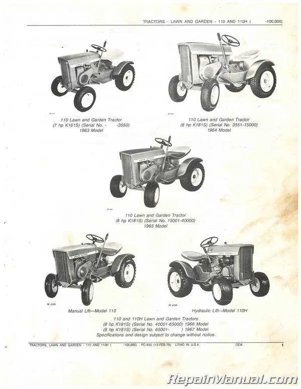 1966 john deere 110 garden tractor diagram