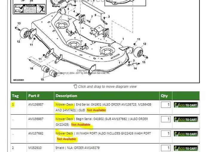 48 inch john deere 48 mower deck parts diagram