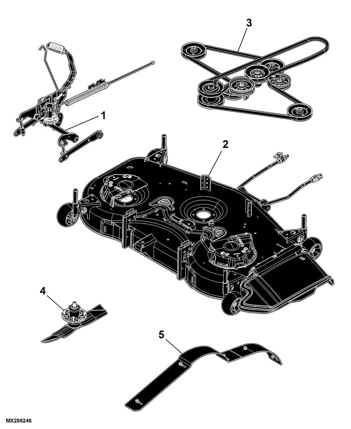54 inch john deere z375r belt diagram