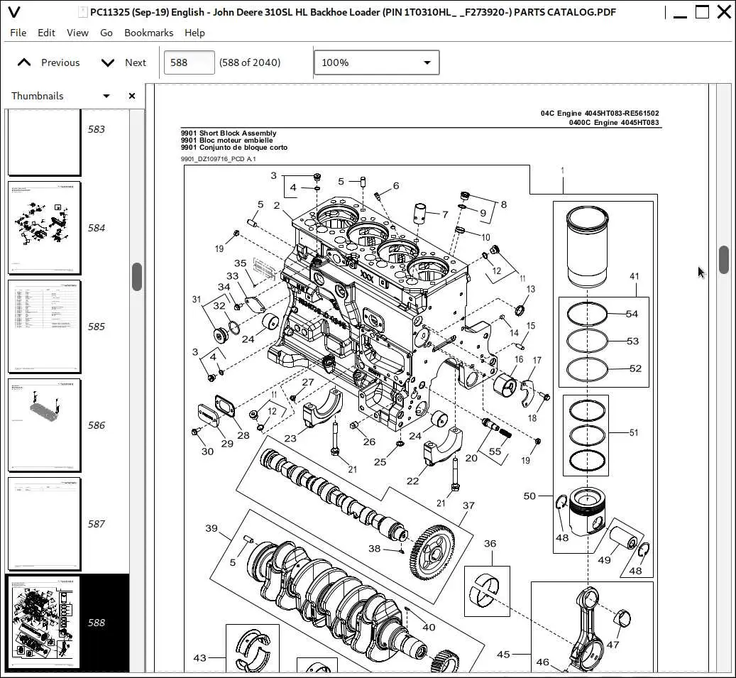hydraulic john deere 310 backhoe parts diagram