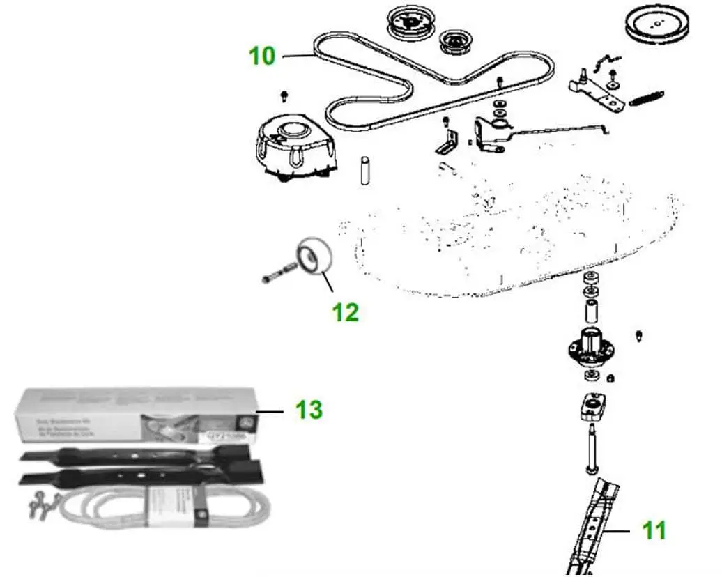 john deere 111 mower deck parts diagram