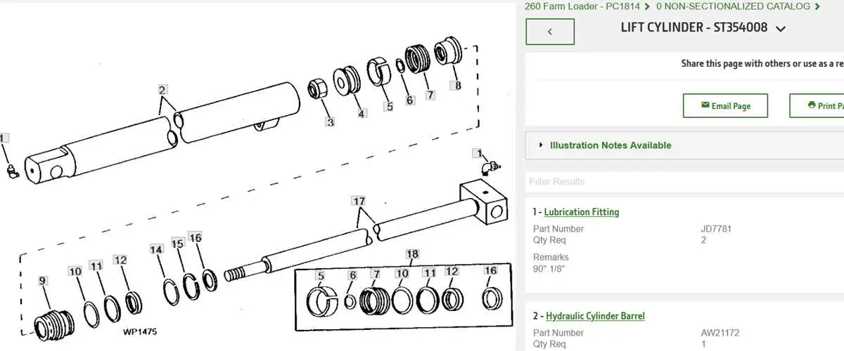 john deere 260 parts diagram