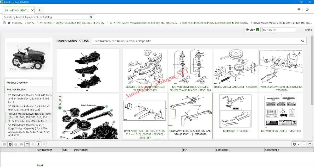 john deere 318 60 inch mower deck parts diagram