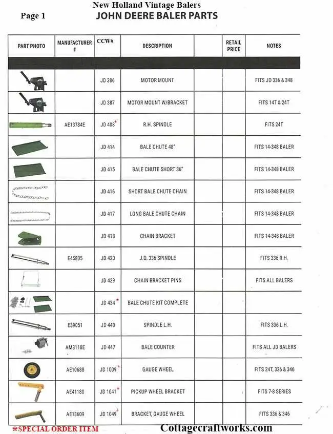 john deere 327 baler parts diagram