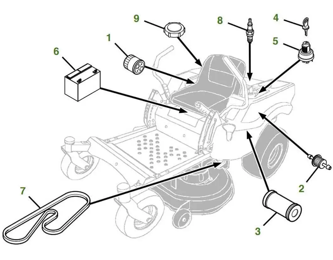 john deere 345 mower deck parts diagram