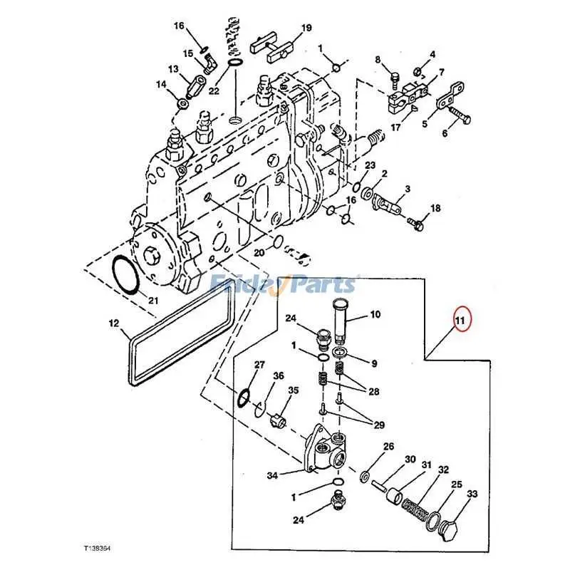 john deere 350 dozer injection pump diagram