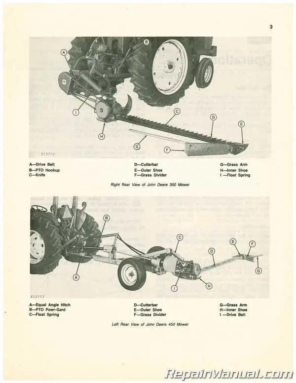 john deere 350 sickle mower pto shaft diagram
