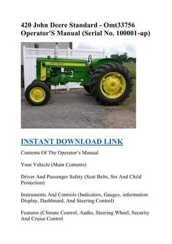 john deere 420 tractor parts diagram