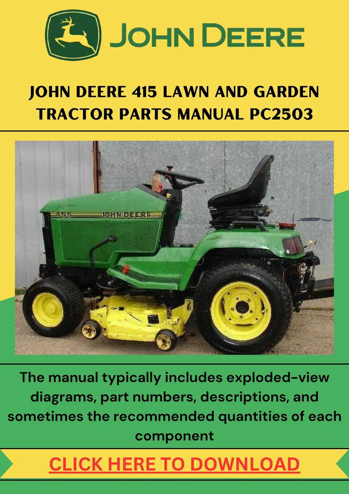 john deere 425 lawn tractor parts diagram