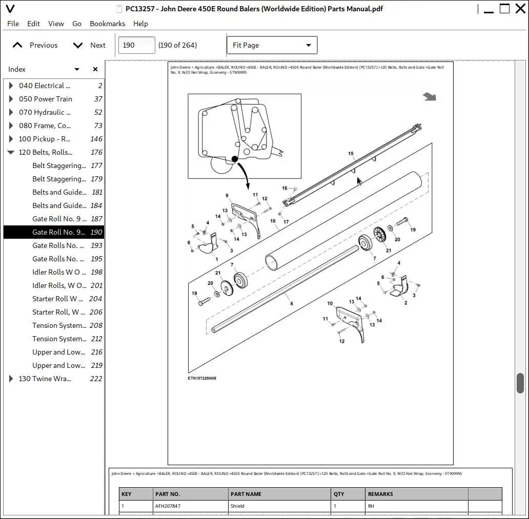 john deere 457 silage special parts diagram