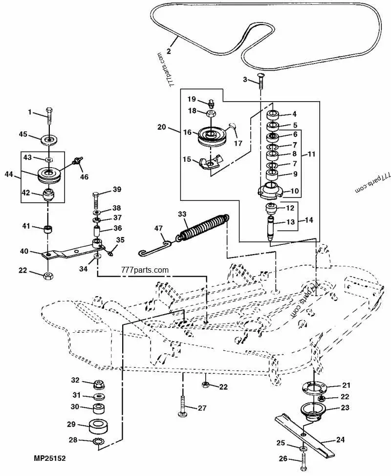 john deere 46 inch spindle parts diagram