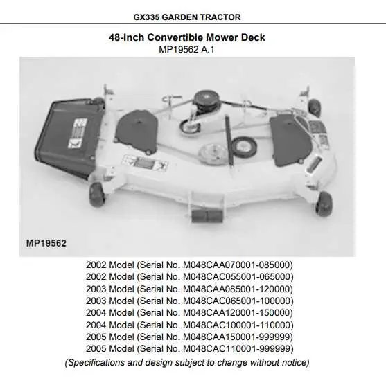 john deere 48c convertible mower deck diagram