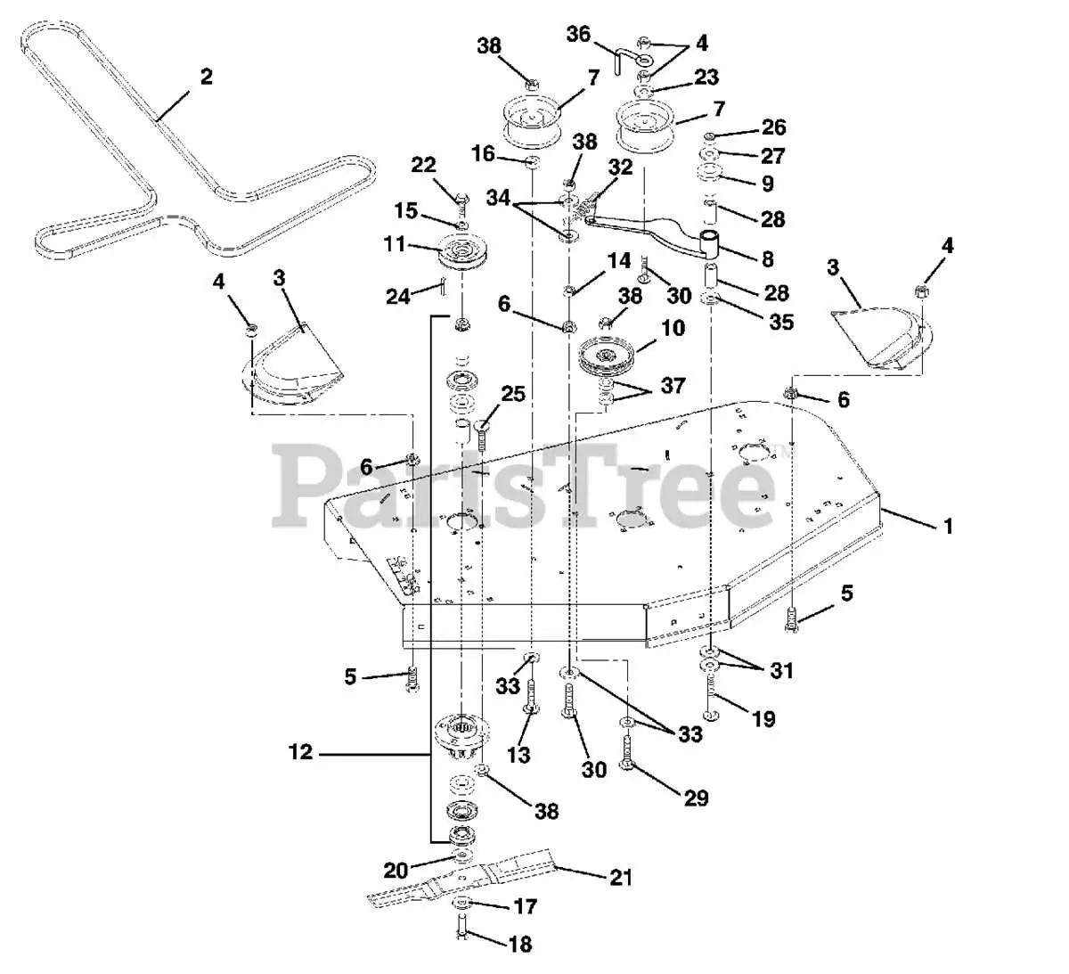 john deere 52 inch deck belt diagram