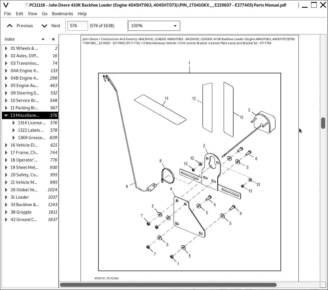 john deere 541 loader parts diagram