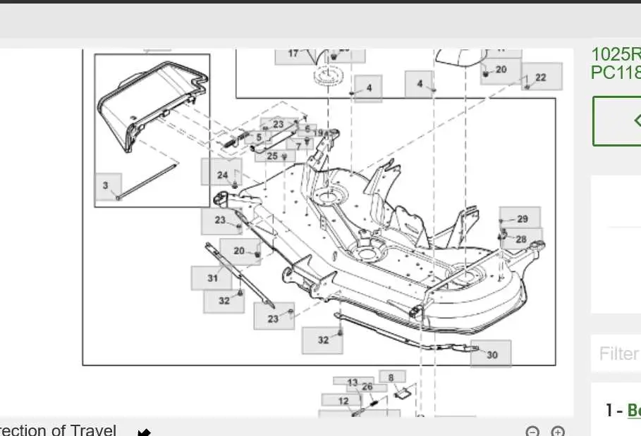 john deere 60d mower deck parts diagram