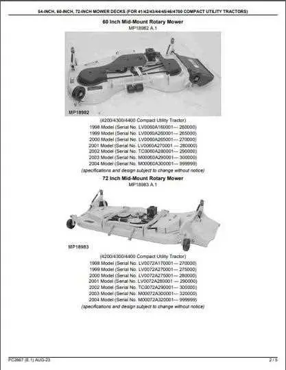 john deere 72 mower deck parts diagram