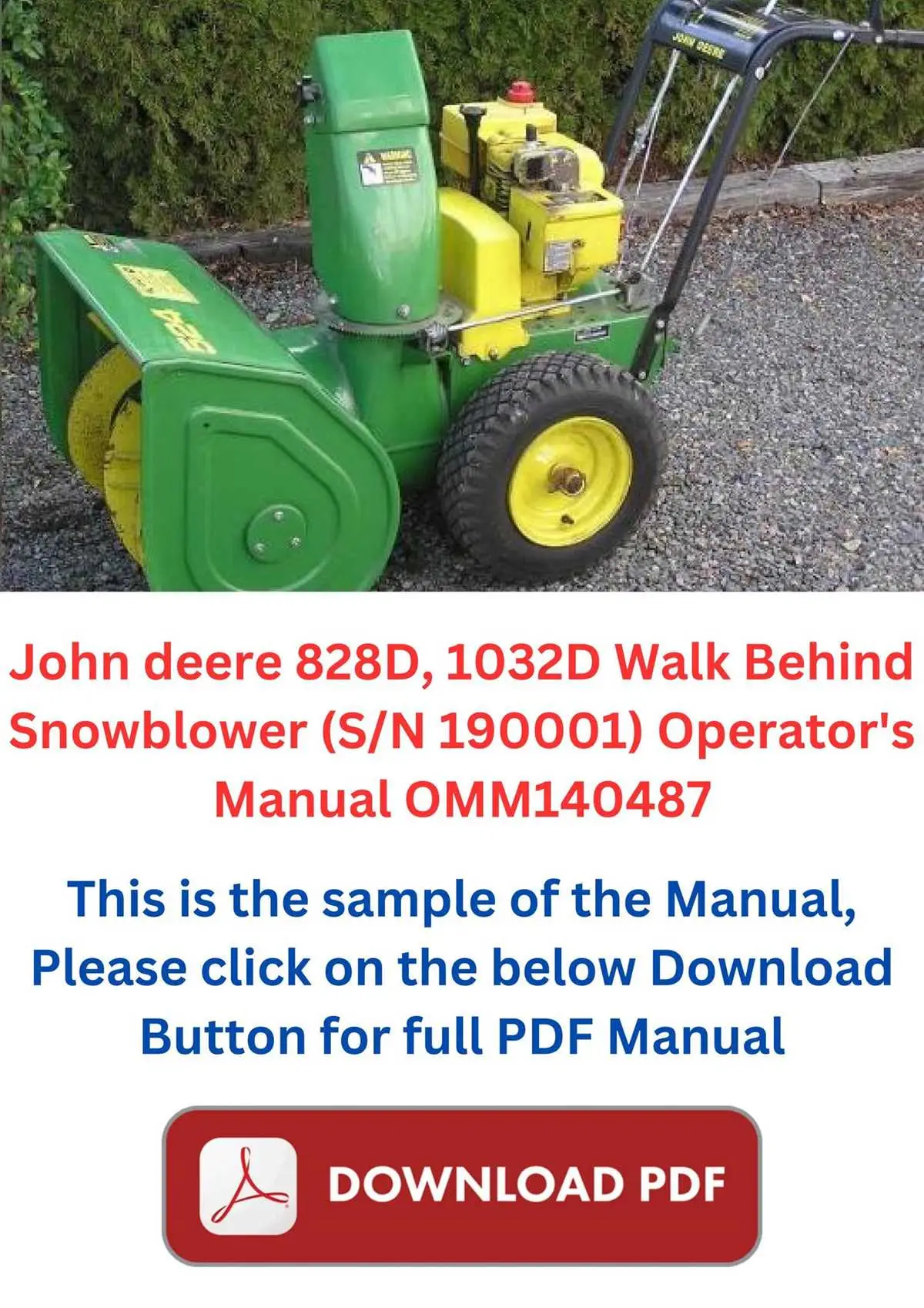 john deere 828d snowblower parts diagram