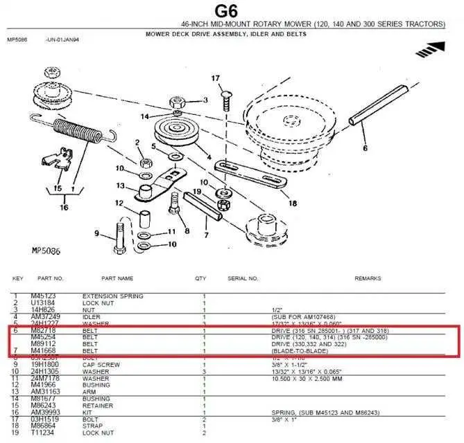 john deere diesel front mower belt diagram