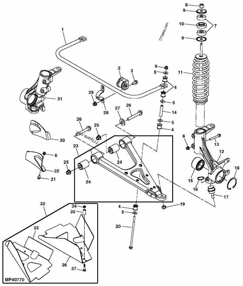 john deere gator cx front suspension diagram