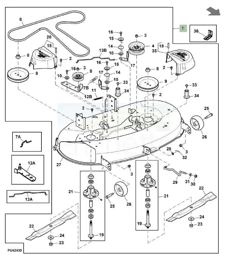 john deere la125 deck parts diagram