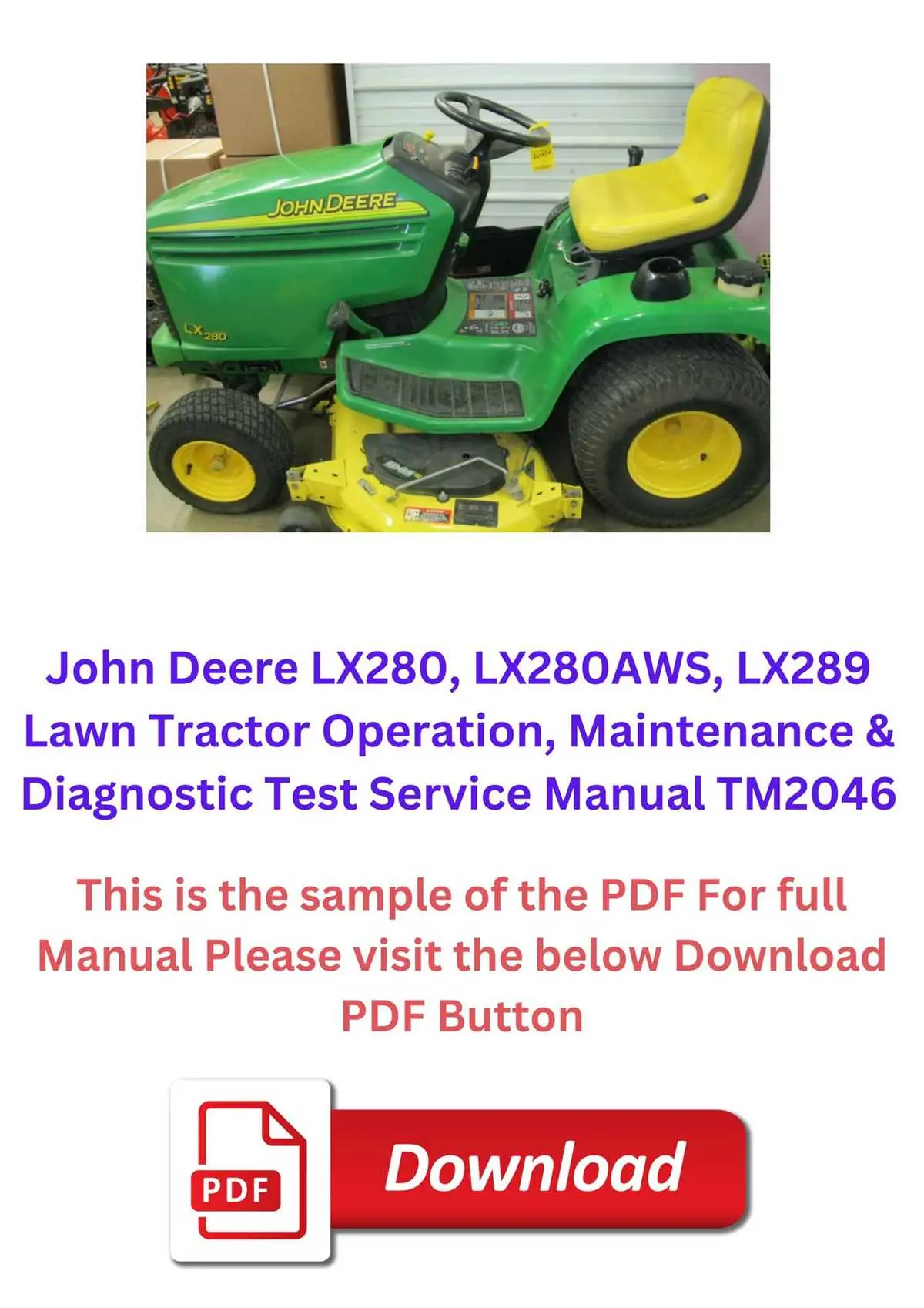 john deere lx280 parts diagram