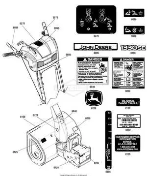 john deere snowblower 1130se parts diagram