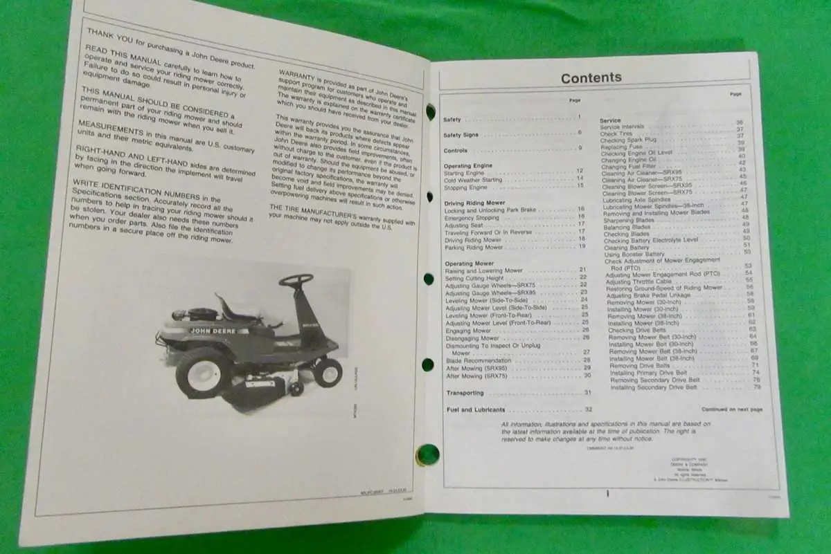 john deere srx75 parts diagram