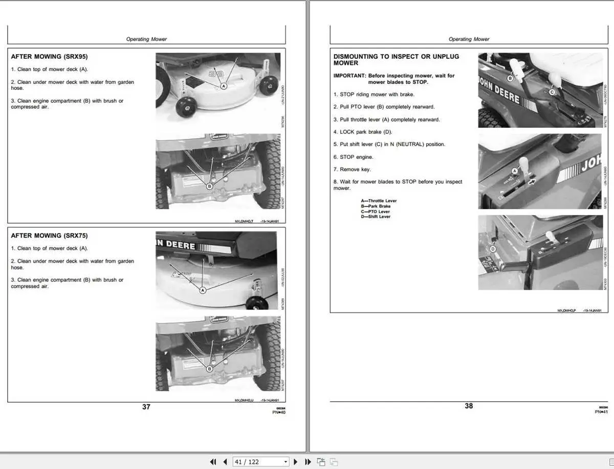 john deere srx95 parts diagram