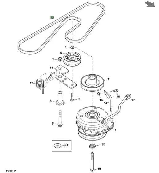 john deere z320m deck belt diagram