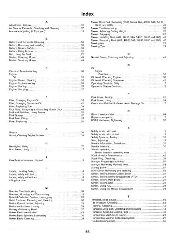 john deere z530r parts diagram