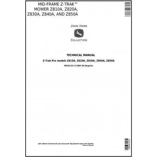 john deere z820a parts diagram