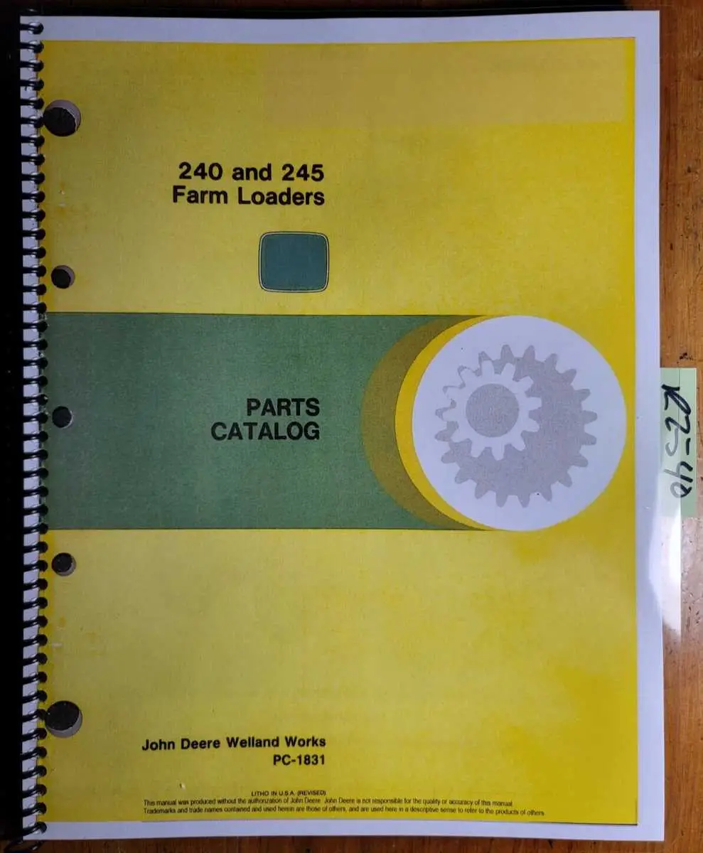 parts diagram for a john deere 240