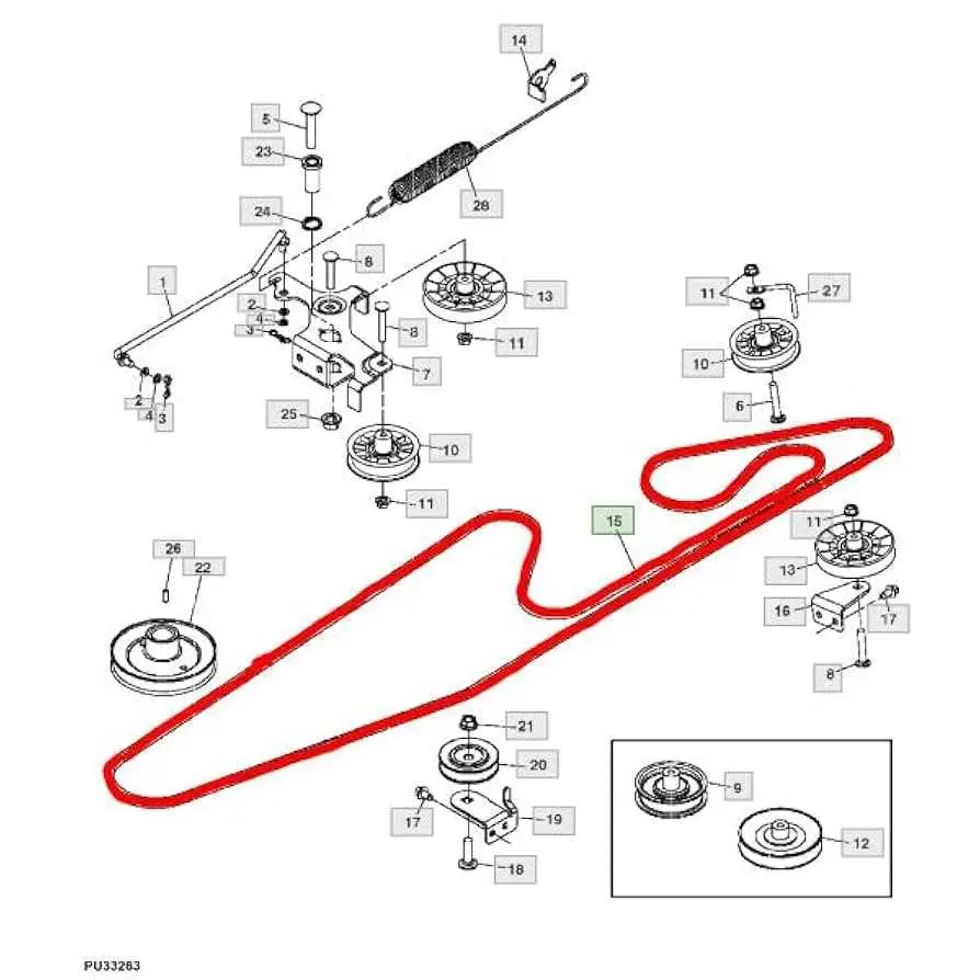 john deere x350 48 drive belt diagram