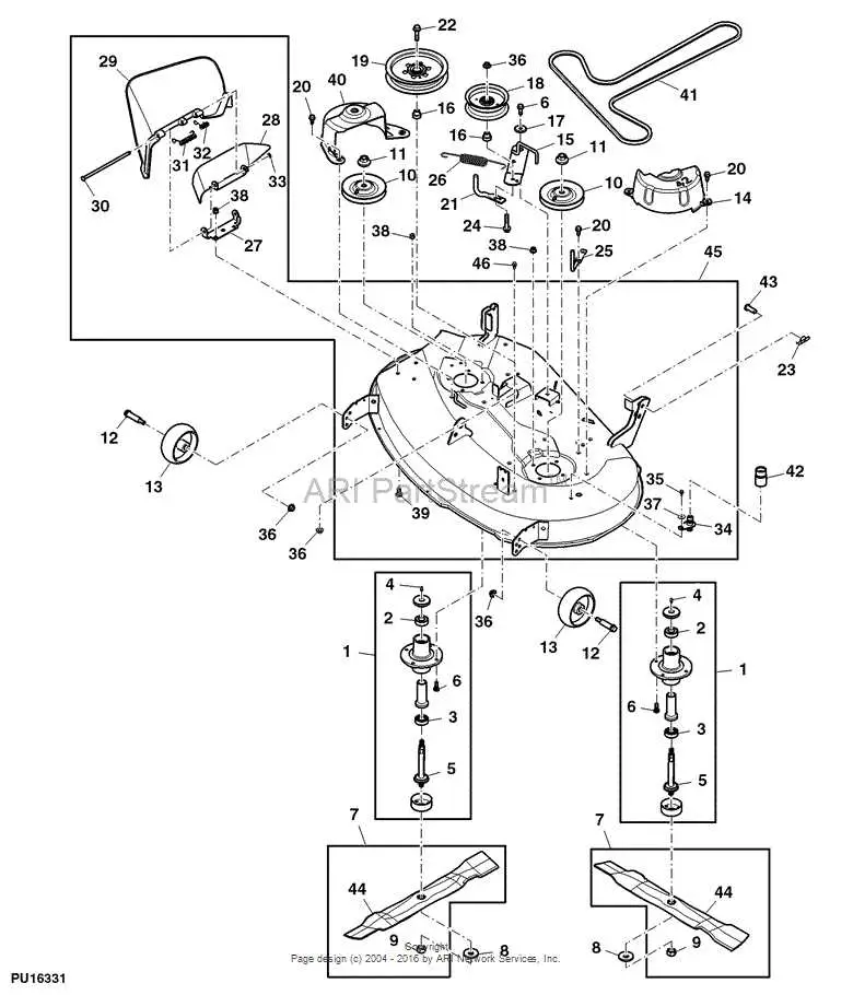 john deere z225 deck parts diagram