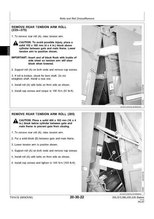 john deere 335 round baler parts diagram