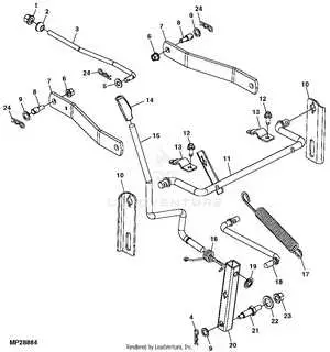 diagram of deck lever parts for john deere z334e