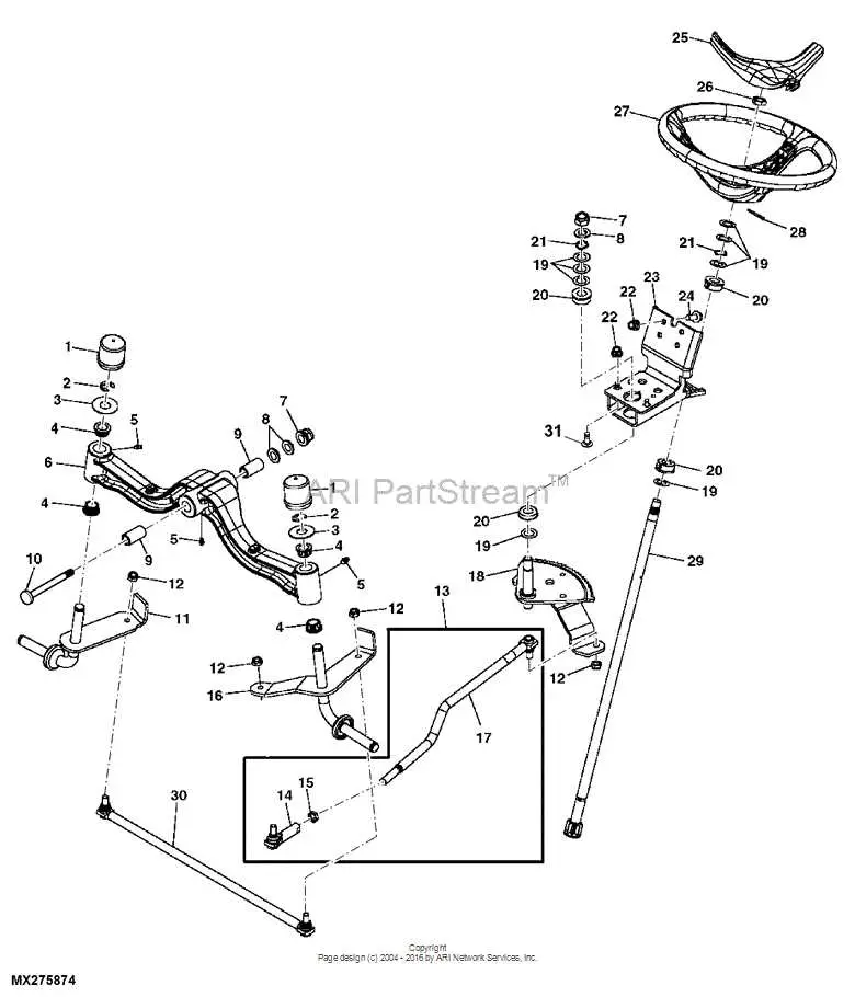 john deere x300 deck parts diagram