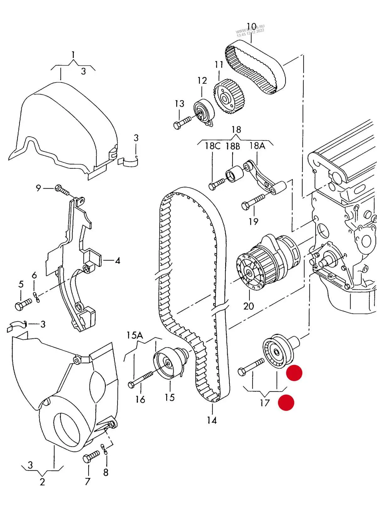 exploded diagram tensioner pulley john deere 32