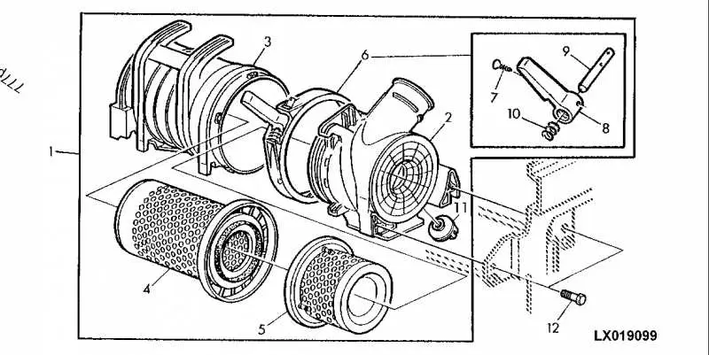 john deere gs30 air cleaner intake assembly parts diagram