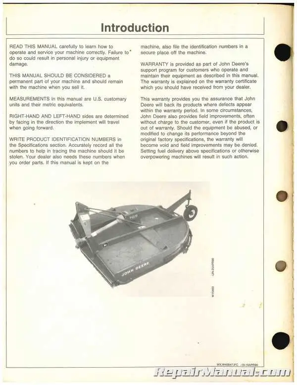 john deere 609 parts diagram