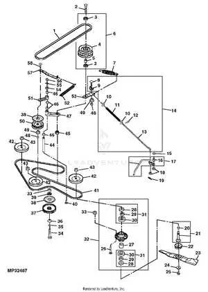 john deere 1445 deck belt diagram