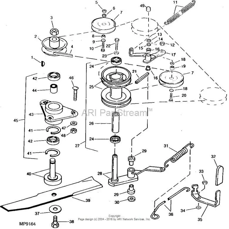 john deere 180 38 inch mower deck diagram