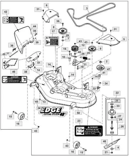 john deere 180 38 inch mower deck diagram
