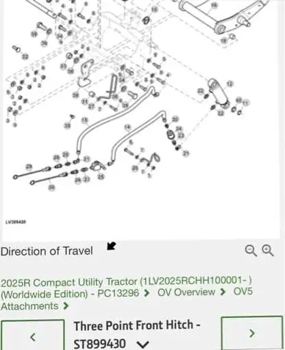 john deere 2025r 3 point hitch parts diagram