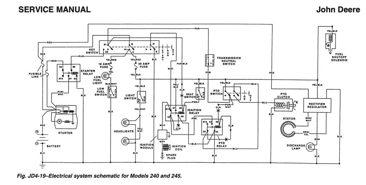 john deere 240 lawn wiring diagram
