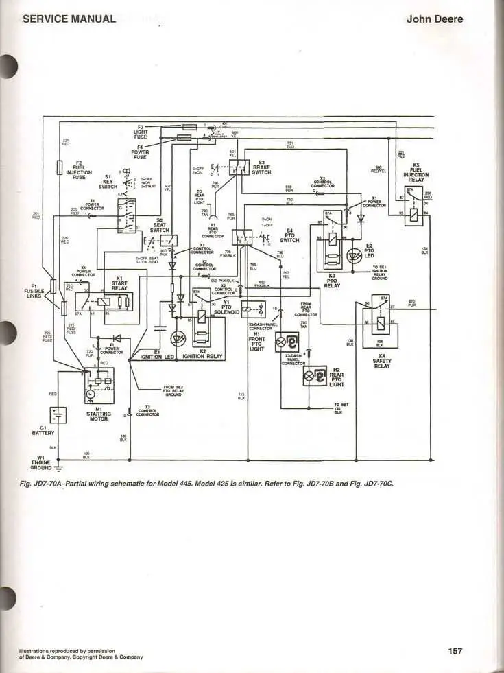 john deere 240 tractor starter solenoid wiring diagram