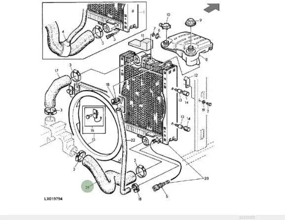 john deere 250 skid steer radiator hose diagram
