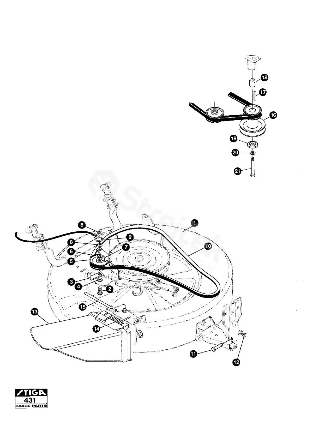 john deere 30 in deck belt diagram