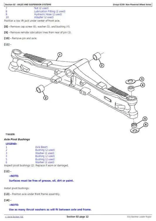 john deere 310b backhoe loader front axle diagram