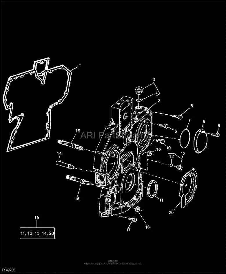 john deere 310g timing cover diagram